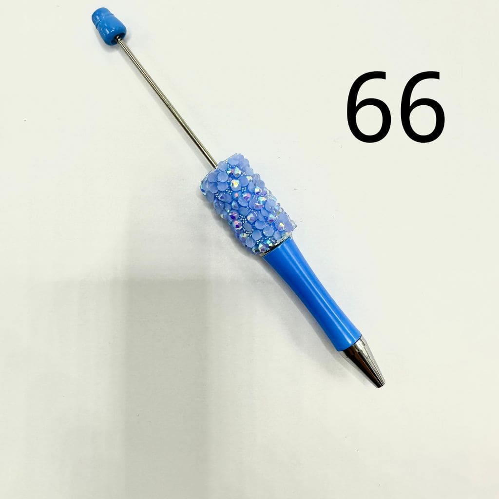 Beadable Pens with AB Finish Flatback Rhinestones in Mixed Solid Colors and Textured Wraps