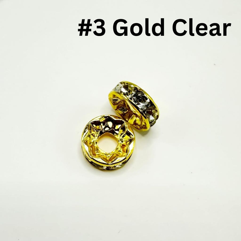 Round Metal Spacers Large Hole Spacer Beads with Rhinestones & Large Hole, Size 15mm