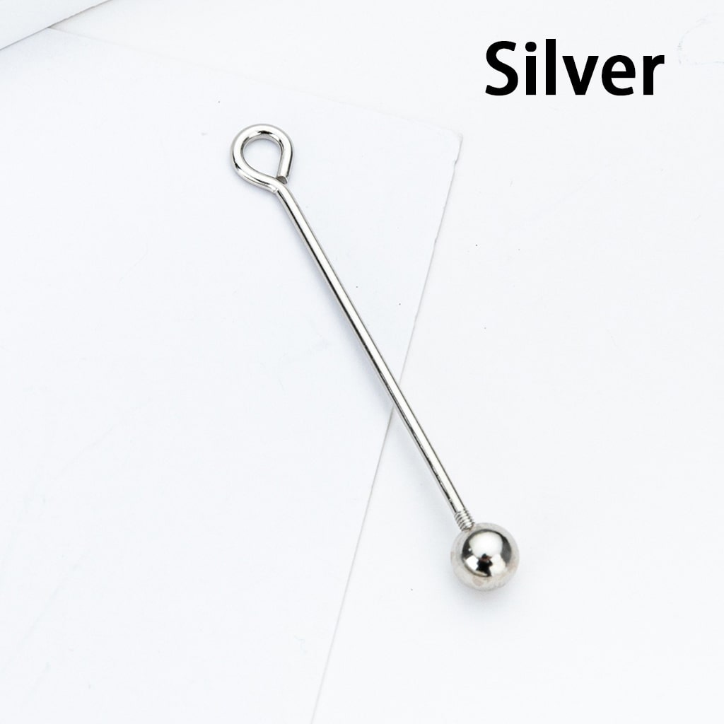 DIY Beadable Sterling Alloy Pearl Bead Detachable Spiral Needle  9-Pin Jewelry Accessories 48MM