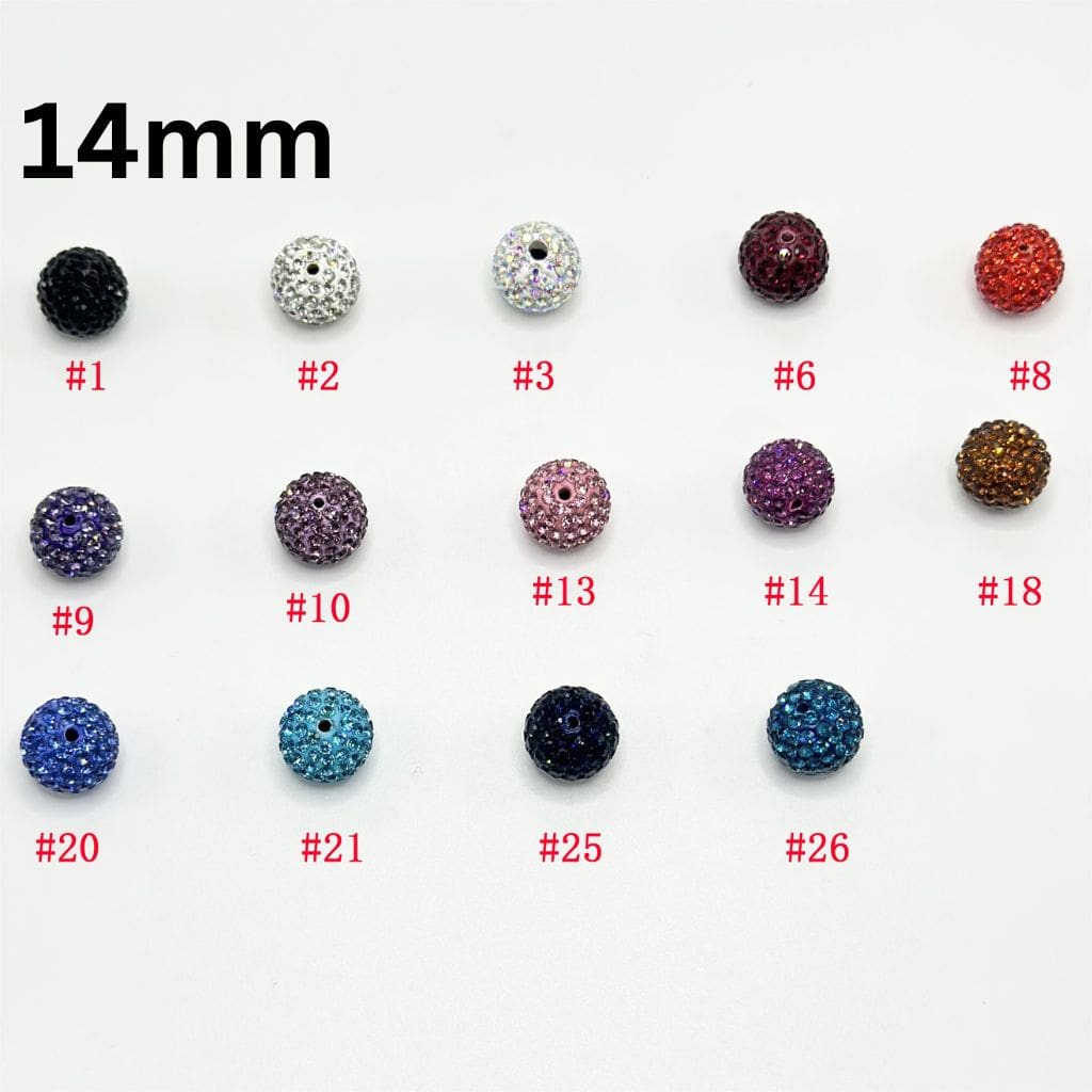 Round Rhinestones Clay Beads, 14mm, Please Read Description