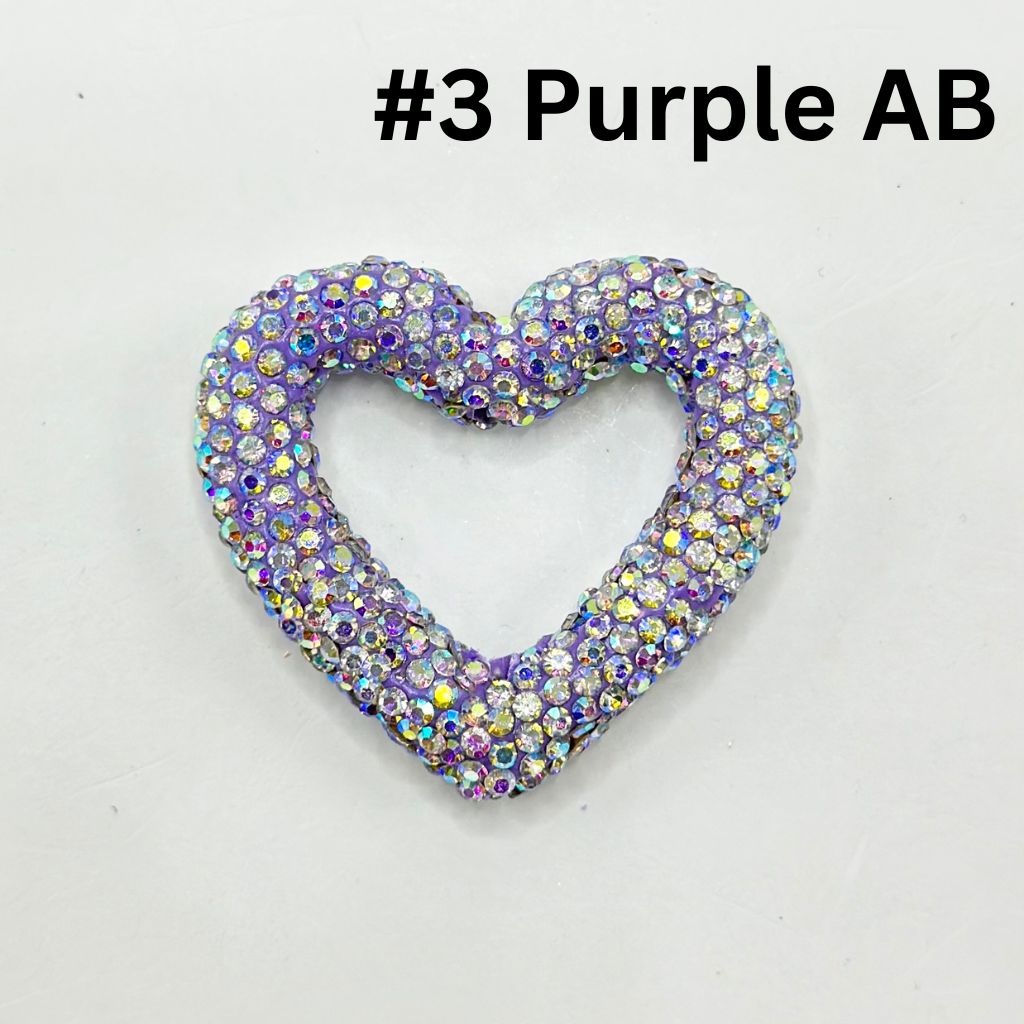 Heart Frame Bling Bling Clay Beads with Rhinestones, 48MM by 42MM