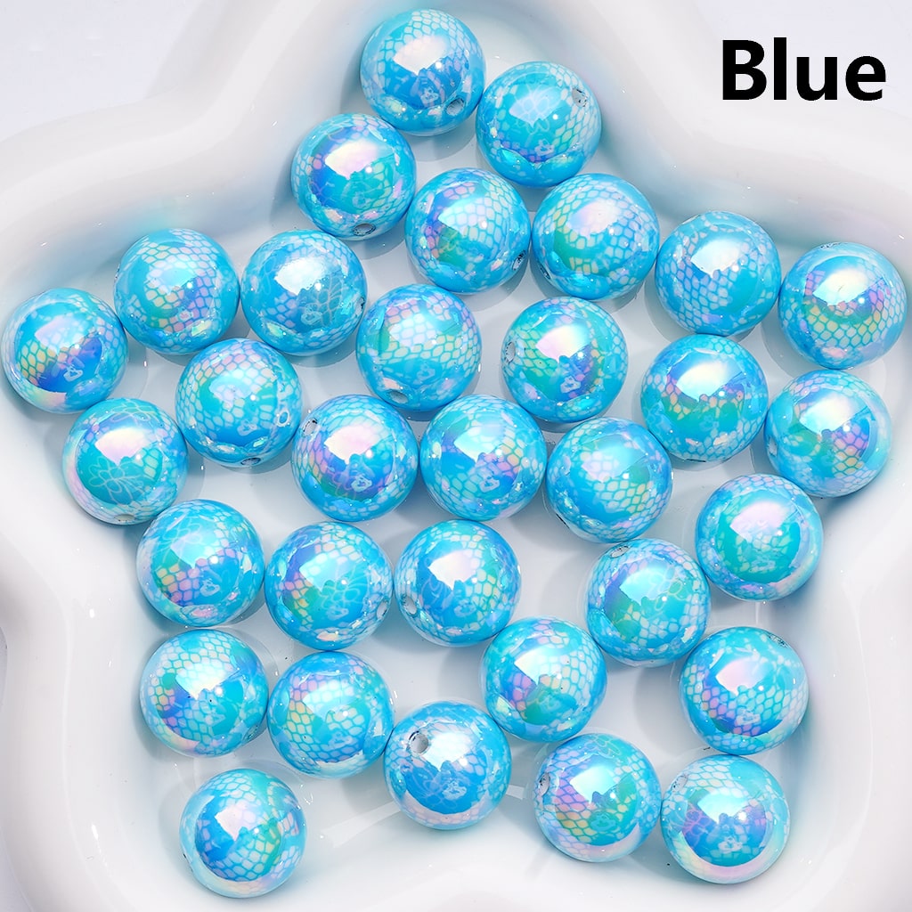 UV Coated Lace Butterfly Prints Multi-Color Acrylic Beads 16MM (Single Color for 200pcs)