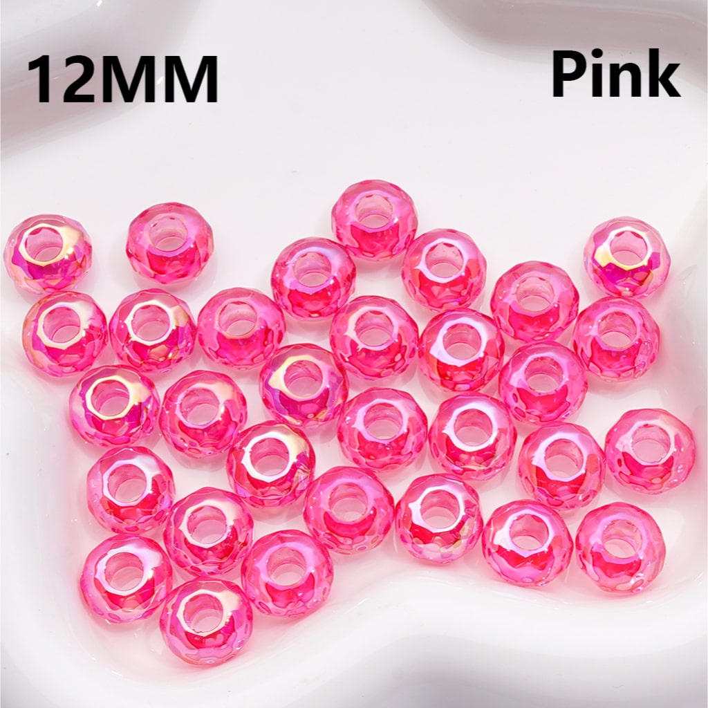 UV Coated Wheel Shape with Large Hole Translucent Multi-Color Acrylic Beads 12MM