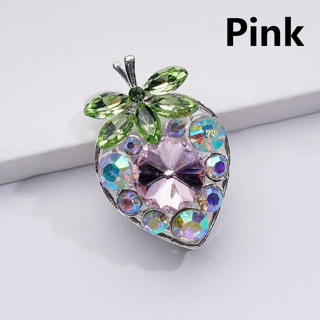 Strawberry Beads with Multi-Color Cone Shape Green Leaf AB Rhinestones Fancy Silver Alloy 22*33MM