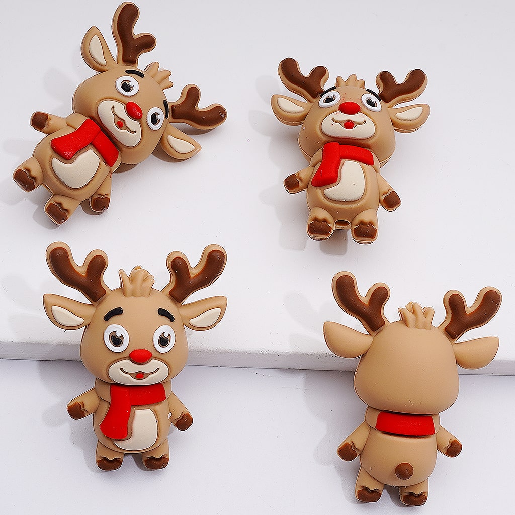 3D Elk Bell Hat Father Christmas Gift Christmas Series Silicone Focal Beads