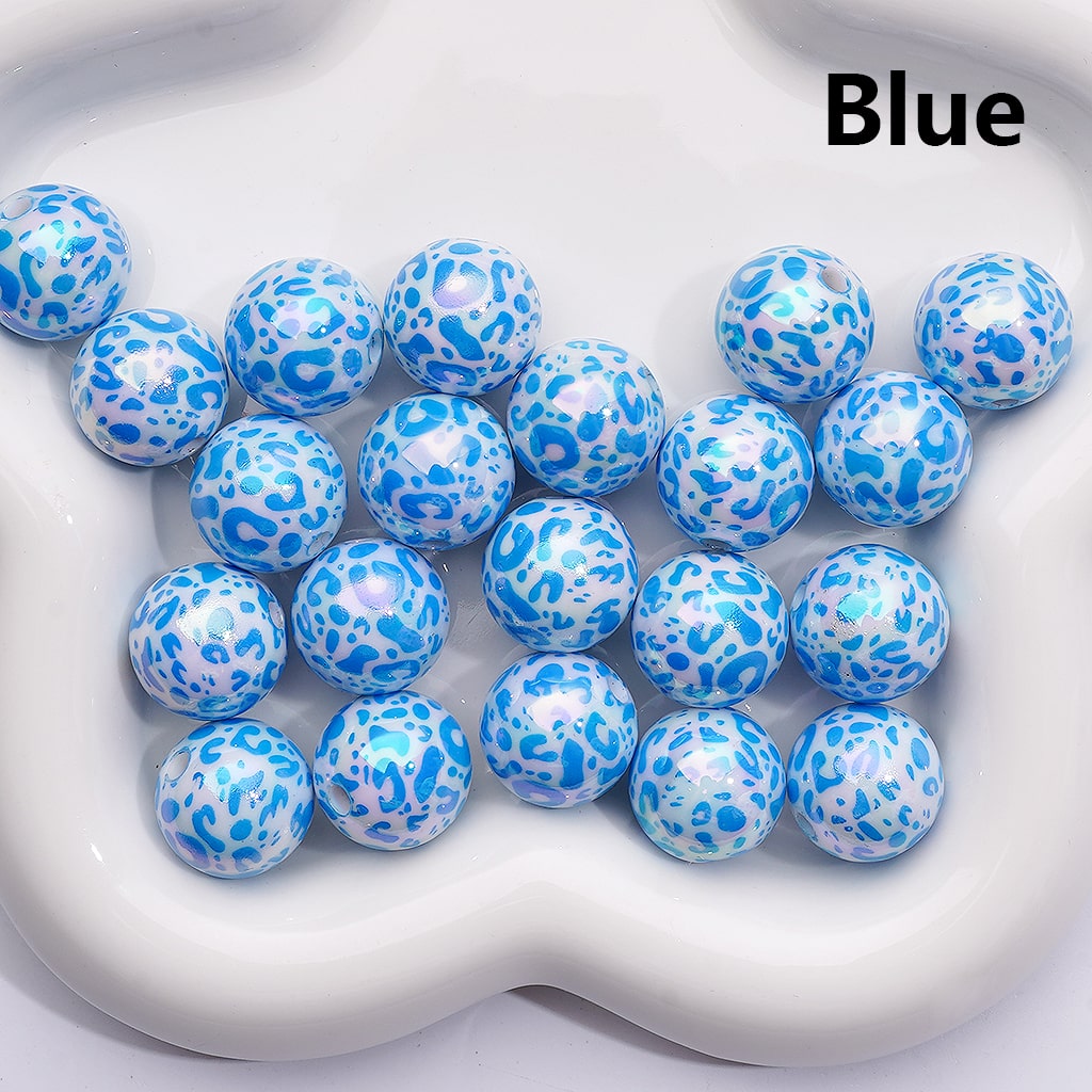 UV Coated Leopard Print Multi-Color Round Acrylic Beads 16mm ((Single Color is available for 200pcs(Whole Bag))