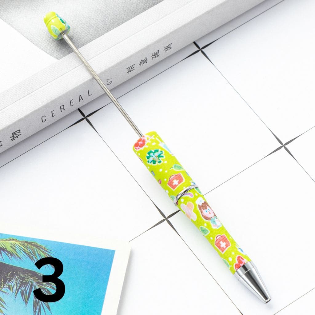 Nurses Doctor Print Beaded Pens with Healthcare Design Random Mix Beadable Pens