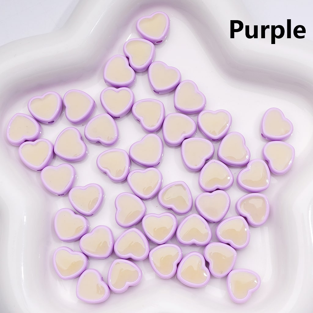 Mini Luminous Heart Acrylic Beads in Multi-Colors, 13×12MM (500pcs Single Color Whole Bag Available)