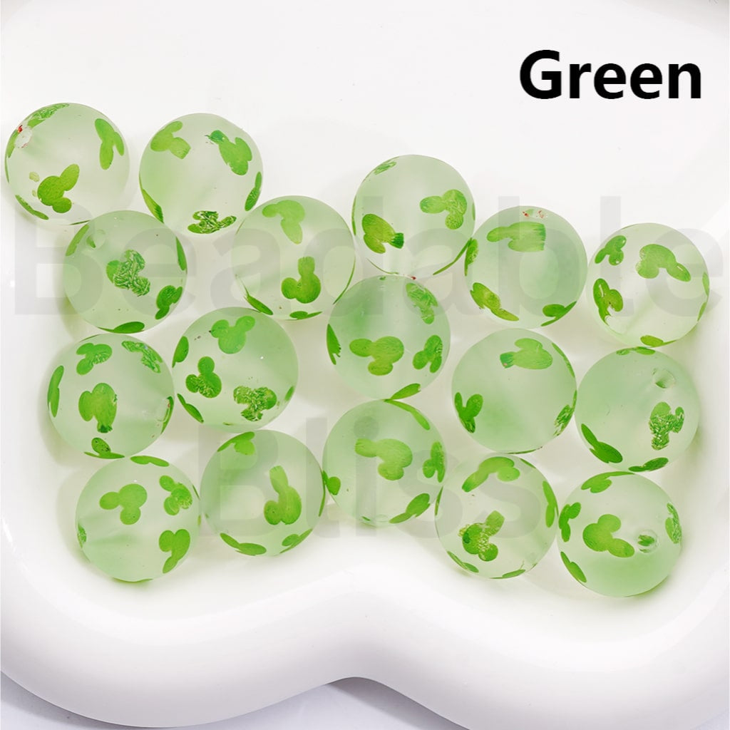 Micke Mous Head Frosted Round Design Multicolor Print Acrylic Beads 16MM (Single Color is available for 200pcs(Whole Bag))