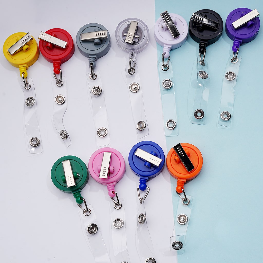 Retractable Back Badge Holder Reels with Rotating Crocodile Clip Creative Beaded