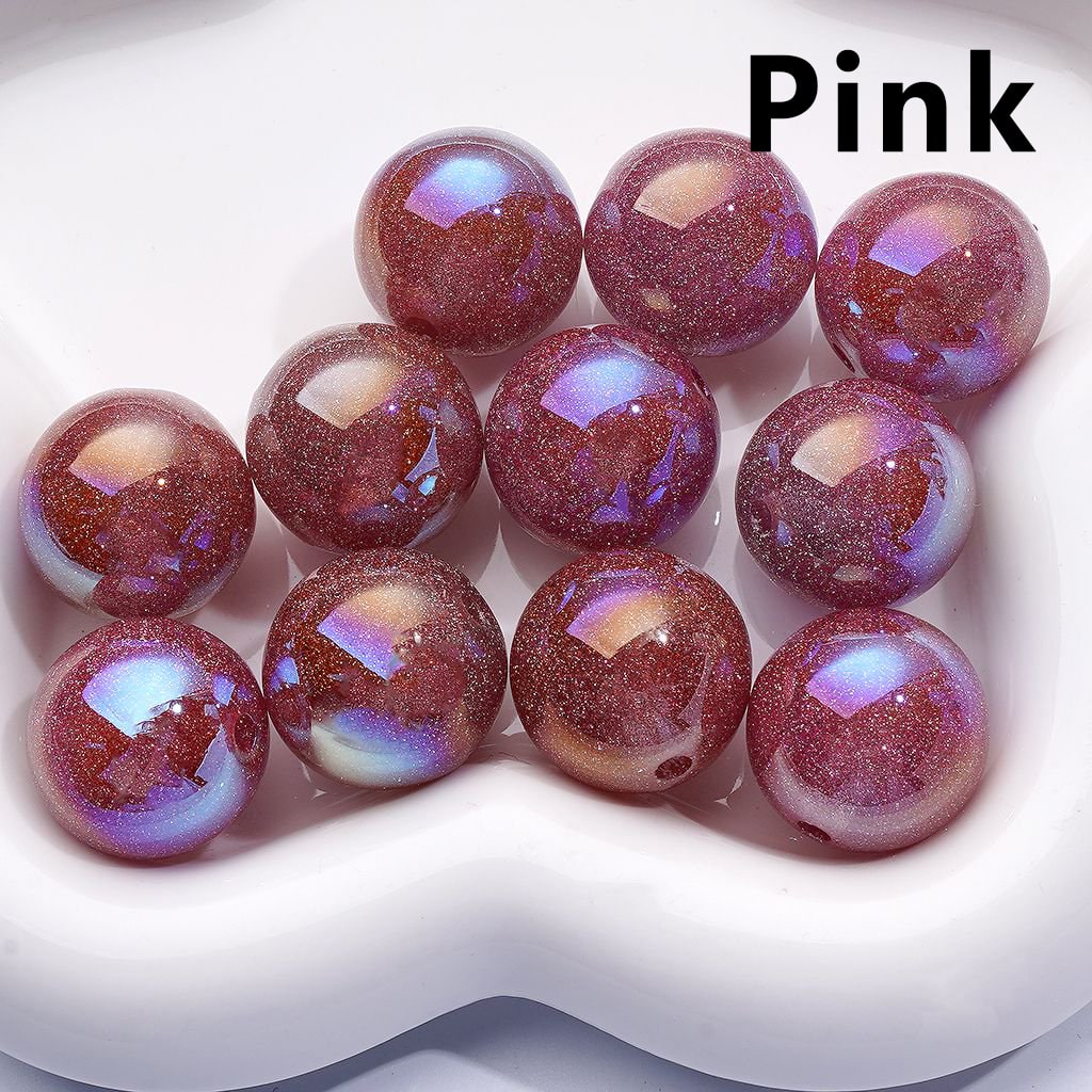 UV Coating Multi-Color Glitter Shiny Round Acrylic Beads 20MM