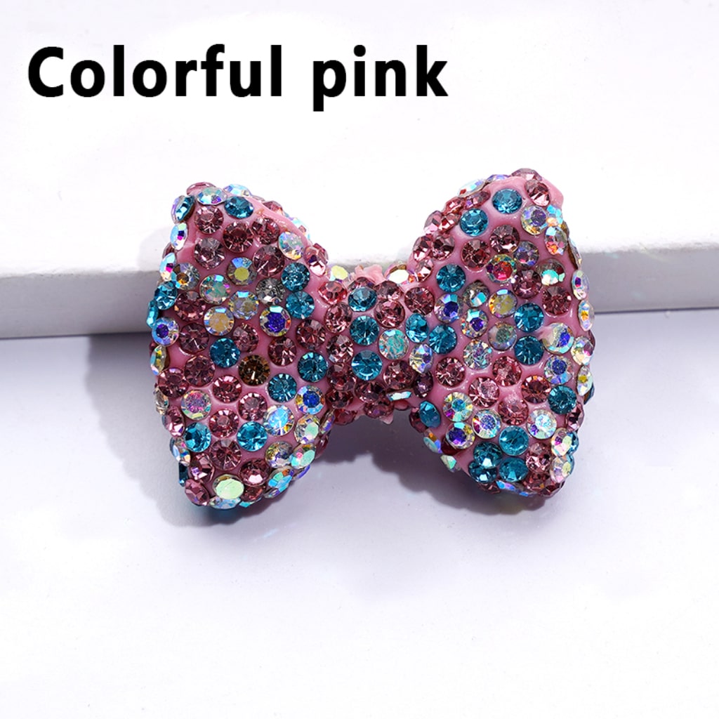 Glittering Multi-Color Bowknot Clay Beads Adorned with Sparkling Rhinestones Approx. 29x21MM