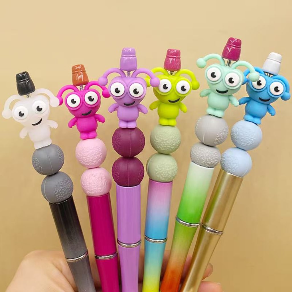 3D Bug Worm Insect Mini Multi-color with Big Eyes Silicone Focal Beads
