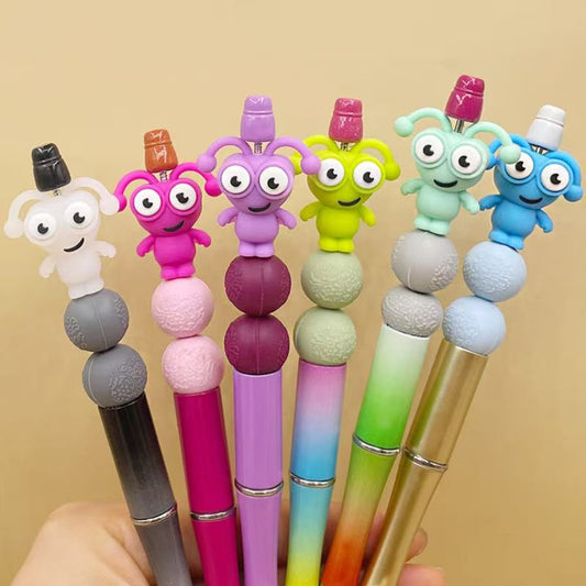 3D Bug Worm Insect Mini Multi-color with Big Eyes Silicone Focal Beads
