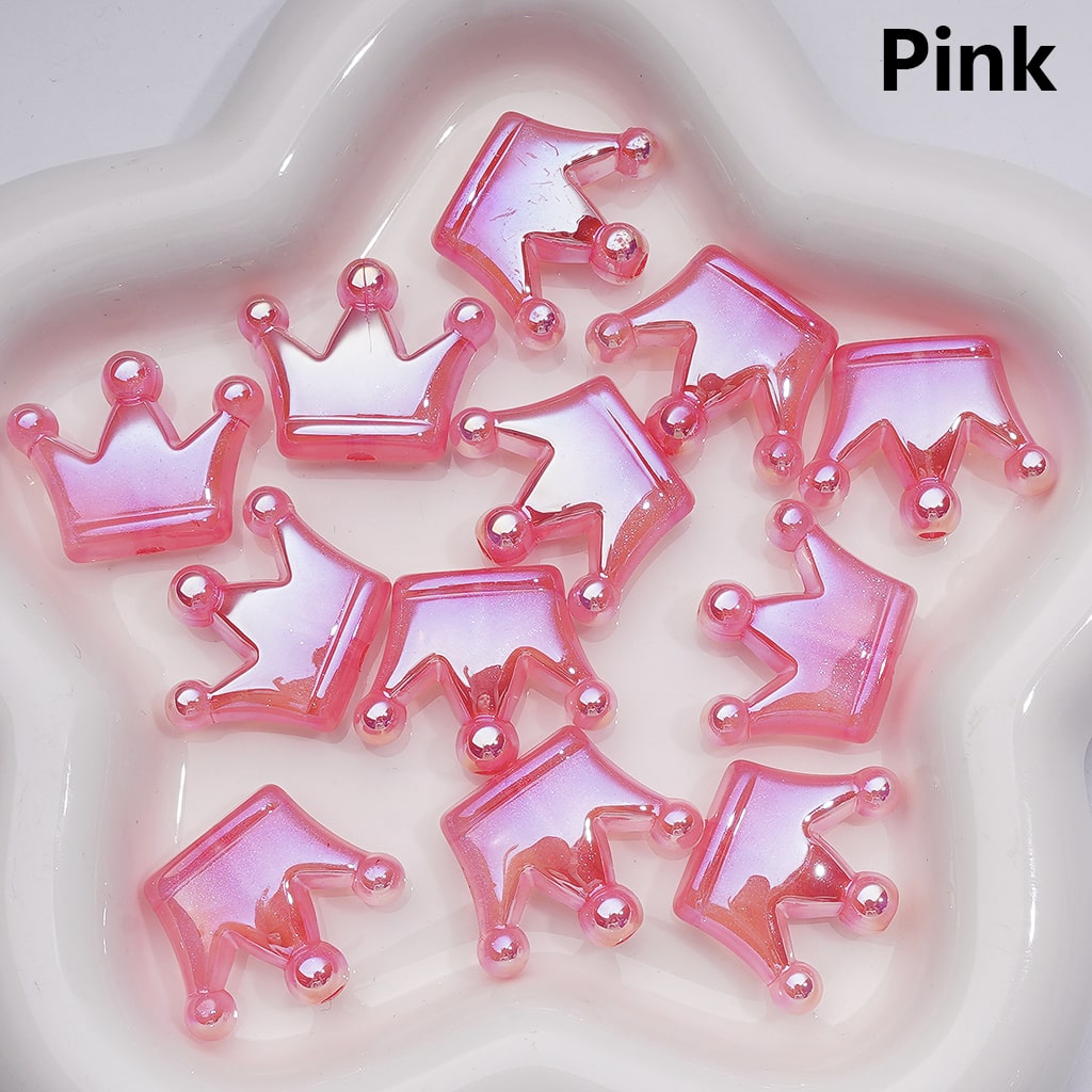 Glitter Shiny Crown Luminous UV Coating Acrylic Beads 22*28MM (Single Color is available for 200pcs Whole bag)