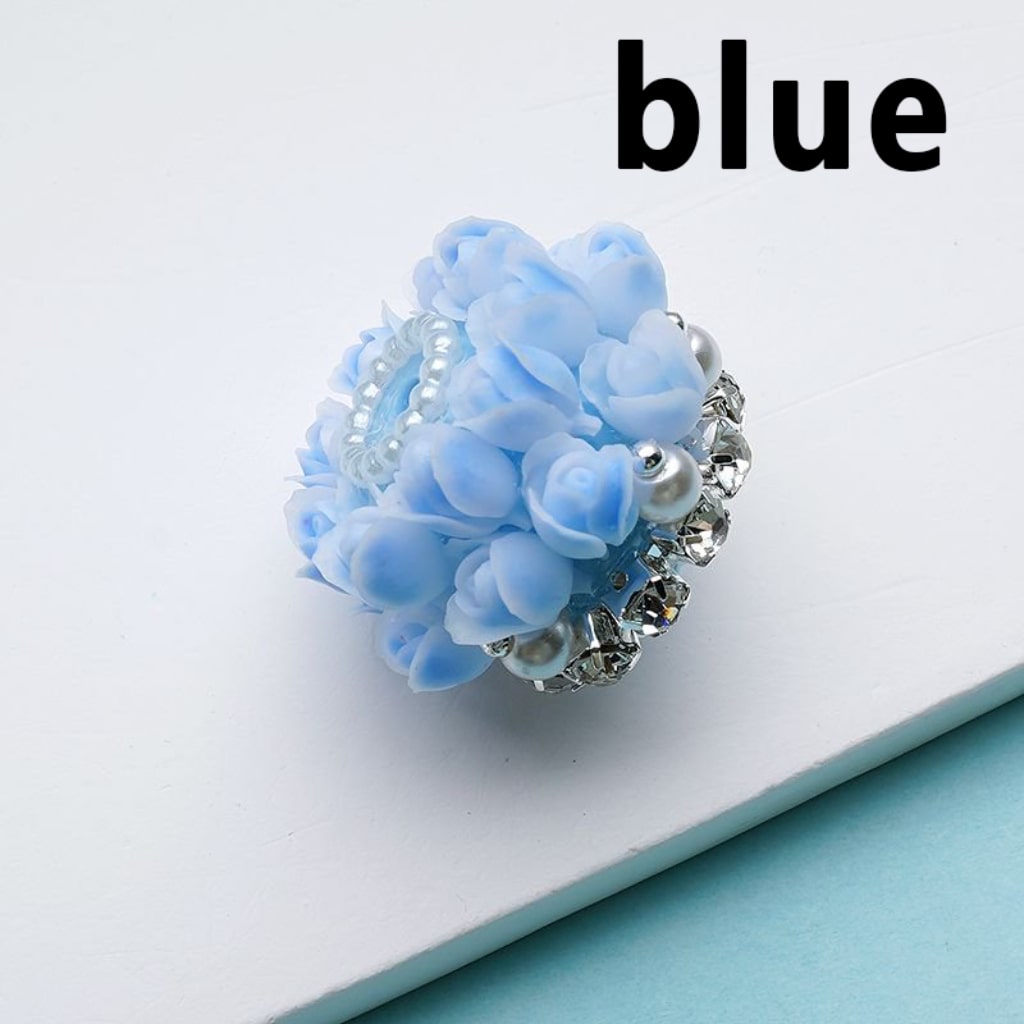 Cute Flowers Bling Bling Tulips Clear Rhinestones Chains White Pearls Round Acrylic Beads, Around 25*18MM