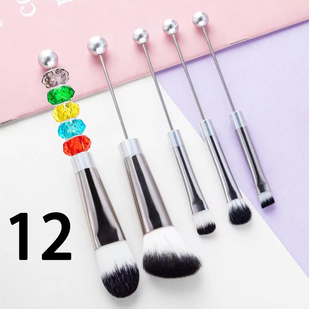 Beaded Make Up Brush Solid And Ombre Color Beadable Makeup Brushes (1 Set = 5 pieces)