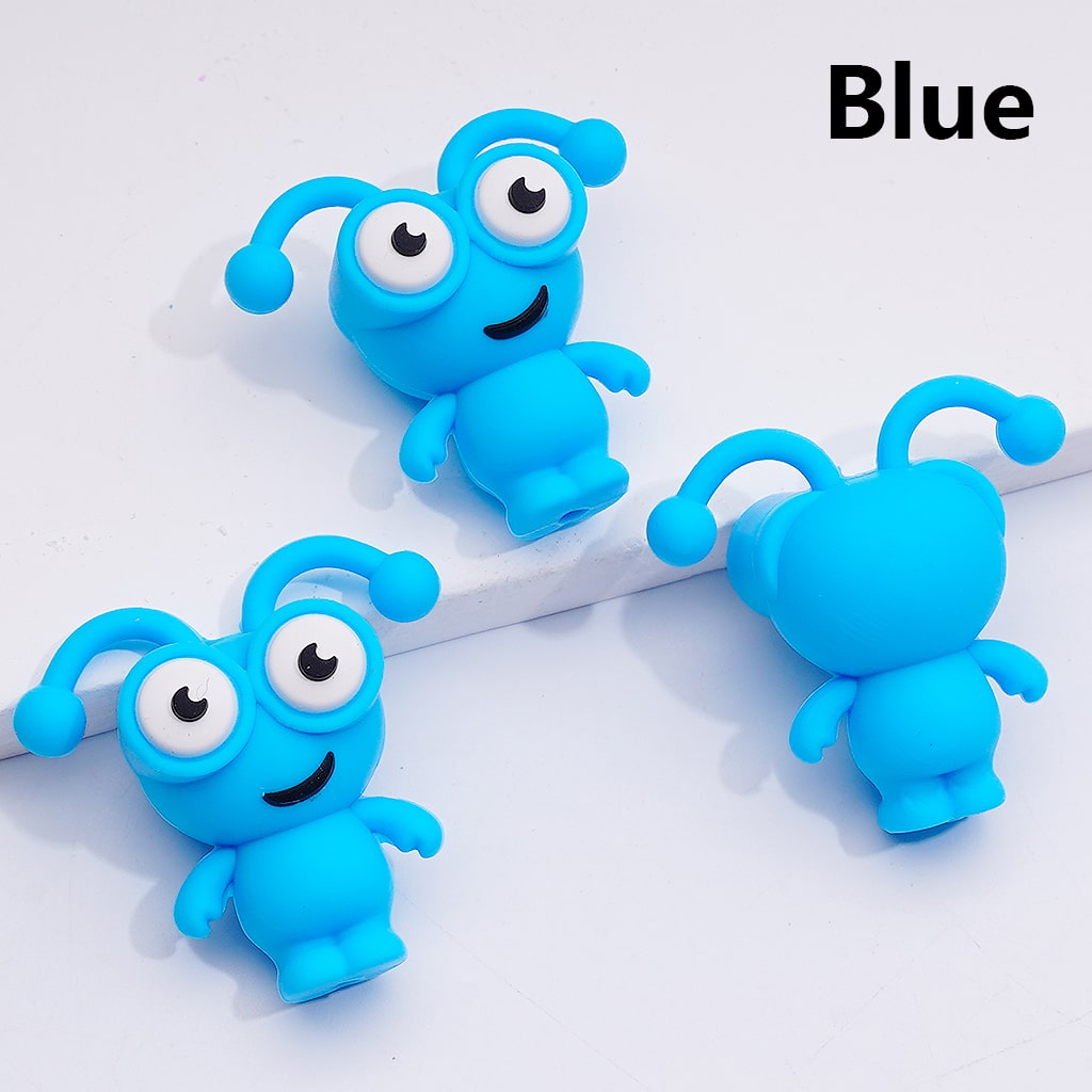 3D Bug Worm Insect Mini Multi-color with Big Eyes Silicone Focal Beads
