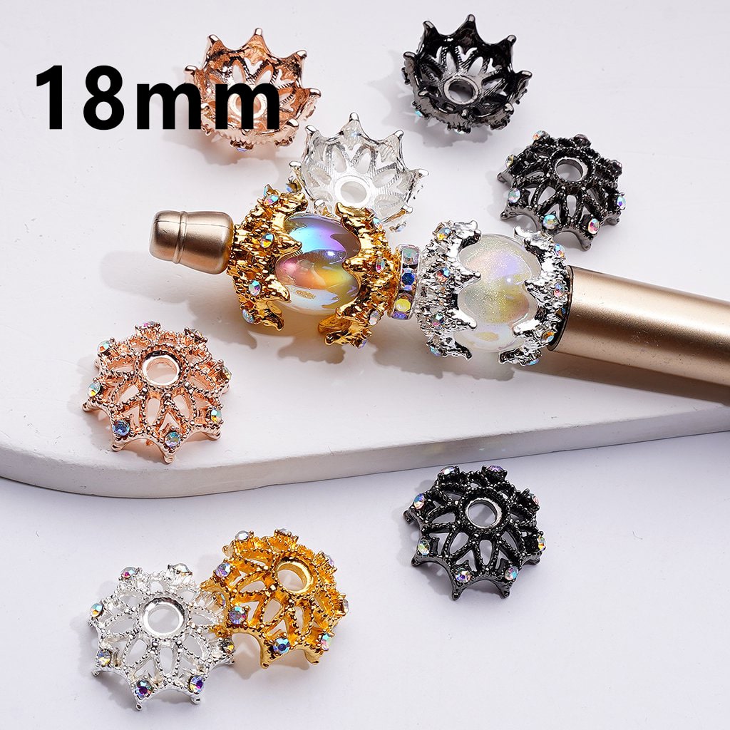 Elegant Rhinestone Metal Bead Caps – Delicate 18MM Cages for 16MM Beads