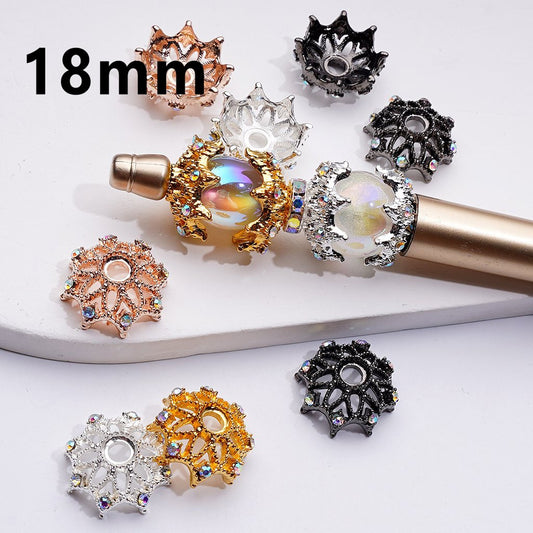 Elegant Rhinestone Metal Bead Caps – Delicate 18MM Cages for 16MM Beads