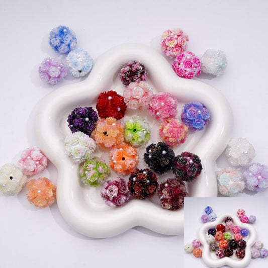 Multi-Color Shiny Cute Flower White Pearls Color Changing Round Clay Beads 20MM Random Mix
