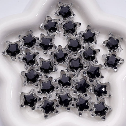 Double Color Clear-Black Star Acrylic Beads, Around 20MM