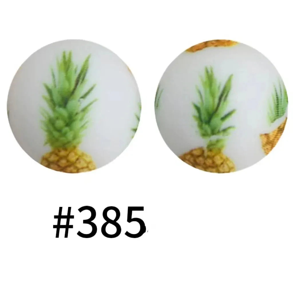 Round Printed Silicone Beads 15 mm