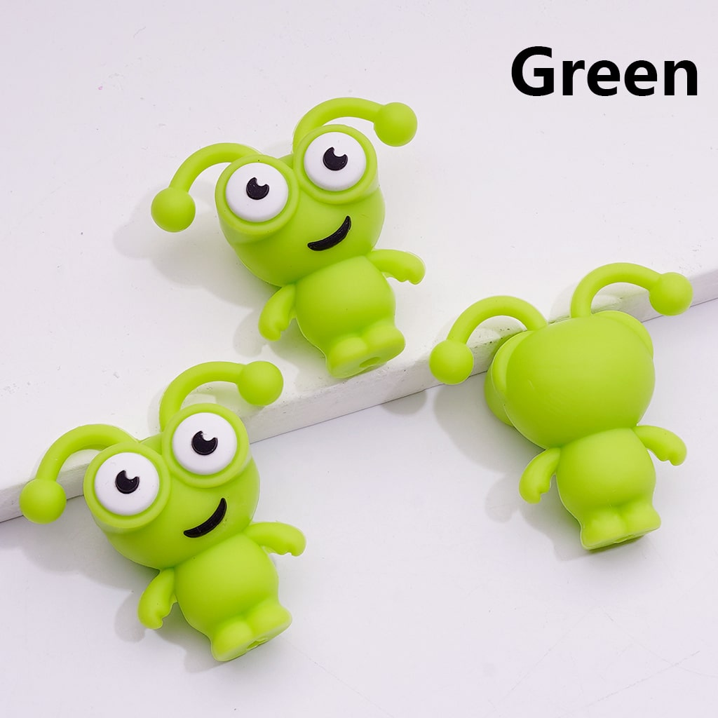 3D Bug Worm Insect Mini Multi-color with Big Eyes Silicone Focal Beads