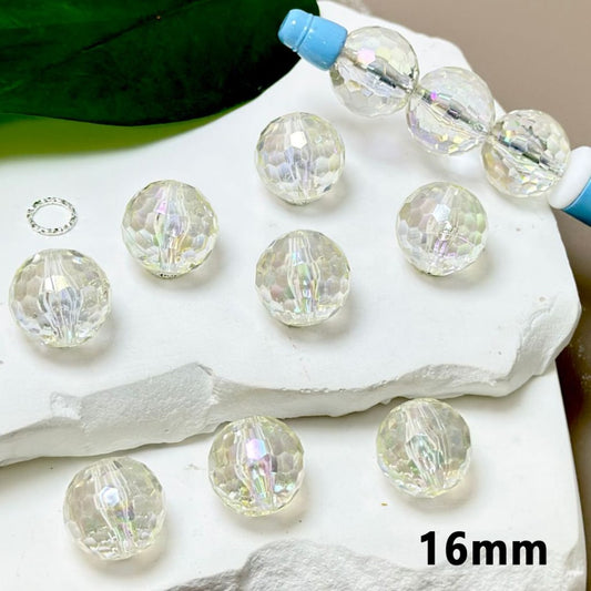 Clear Disco UV Finish Acrylic Beads, 16MM