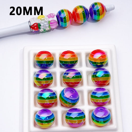 UV-Coated Acrylic Beads – Radiant Jelly Rainbow Print (20MM)