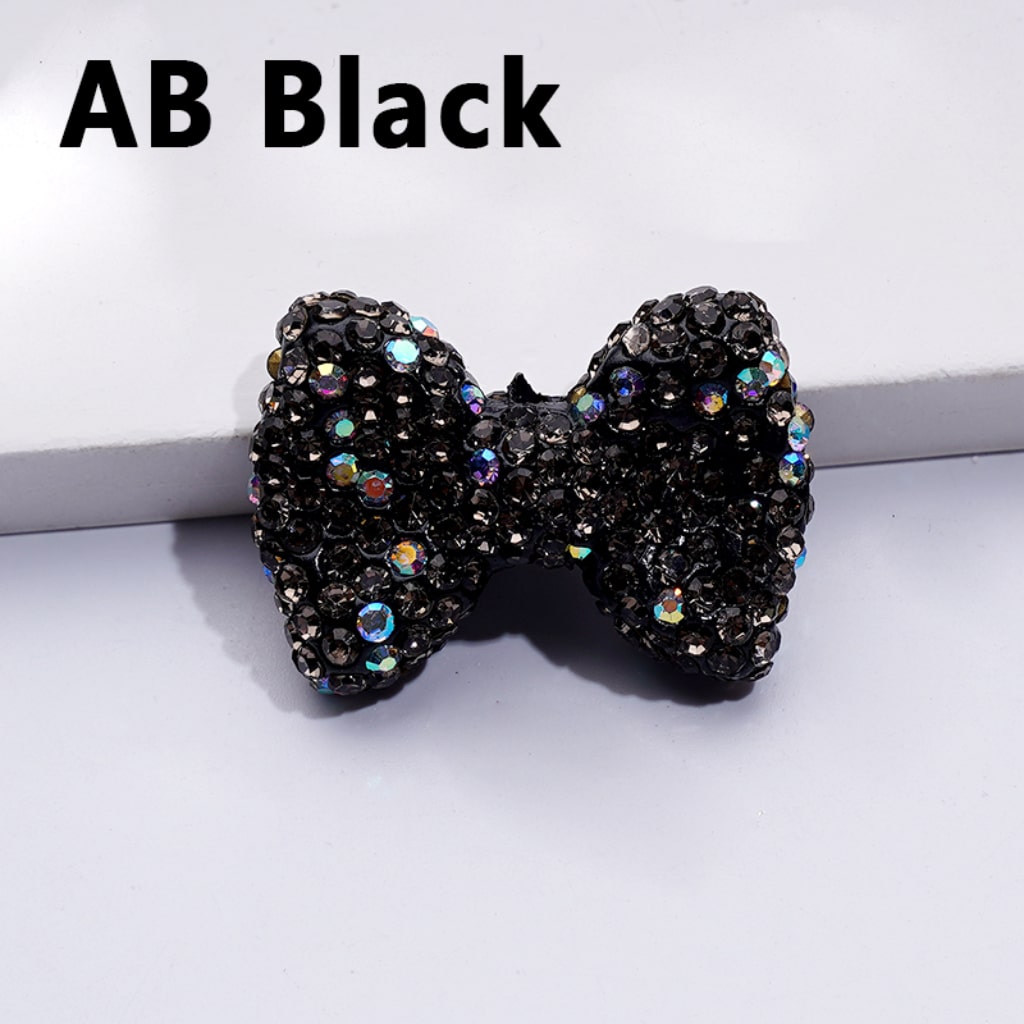 Glittering Multi-Color Bowknot Clay Beads Adorned with Sparkling Rhinestones Approx. 29x21MM