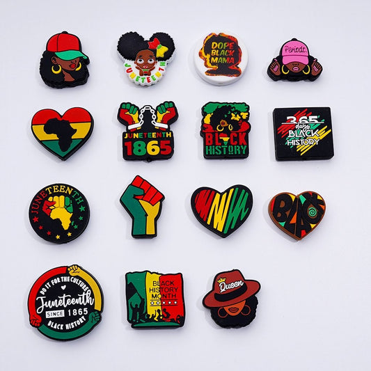 Juneteenth Silicone Focal Beads Celebrating Black People’s Liberation & Independence, Assorted Mix