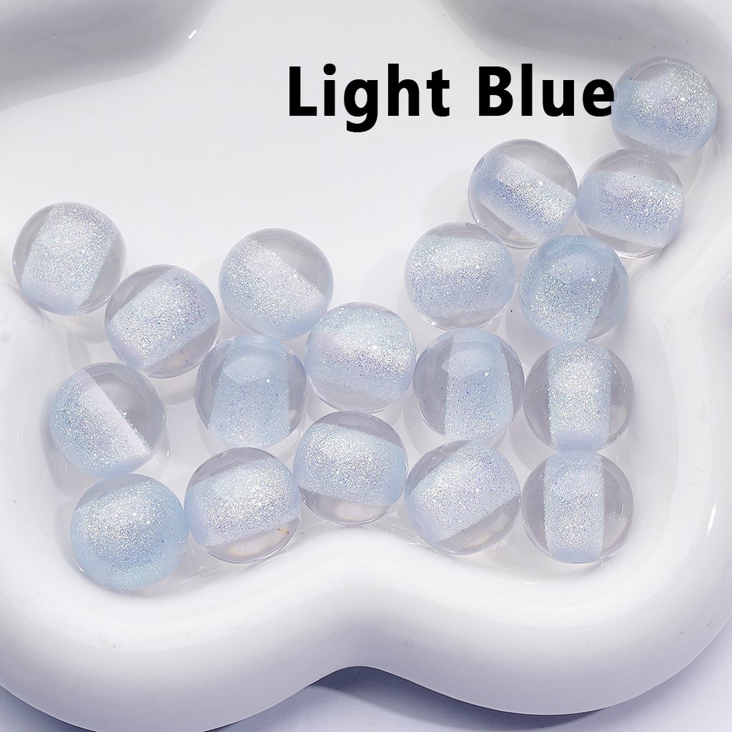 Multi-Color Luminous Glitter Sugar Core Inside Clear Round Acrylic Beads 16MM