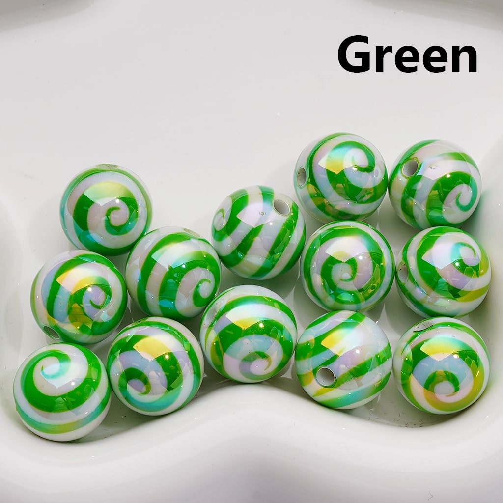 Swirl Stripes Multi-Color UV Coating Round Acrylic Beads 16MM (Single Color is available for 200pcs Whole bag)