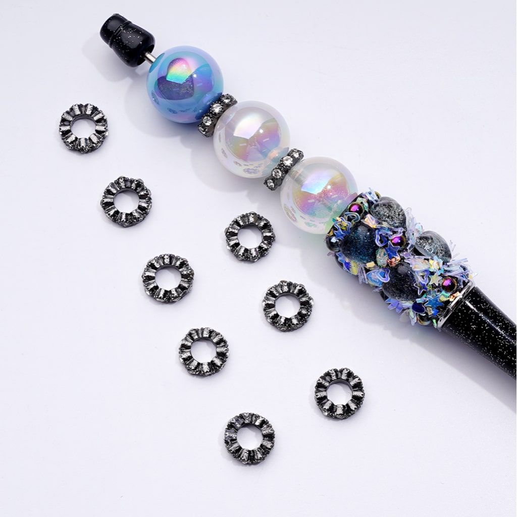 Charming Mini Round Spacer Beads in Gold, Silver, and Gun Black Metal with Clear Rhinestones, 10MM
