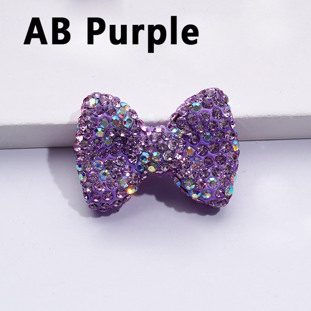 Glittering Multi-Color Bowknot Clay Beads Adorned with Sparkling Rhinestones Approx. 29x21MM