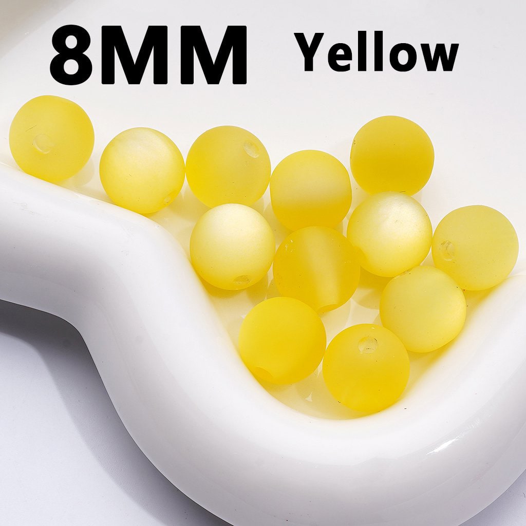 Frosted Matte with Cat Eye Style Multi-Color Round Acrylic Waist Beads for Jewelry Making 8mm Random Mix