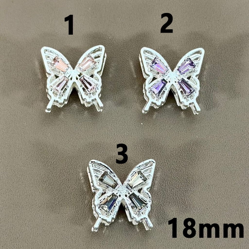 Bling Bling Silver Alloy Fancy Butterfly with Colorful Rhinestones, Around 19*19mm – Please Read the Description