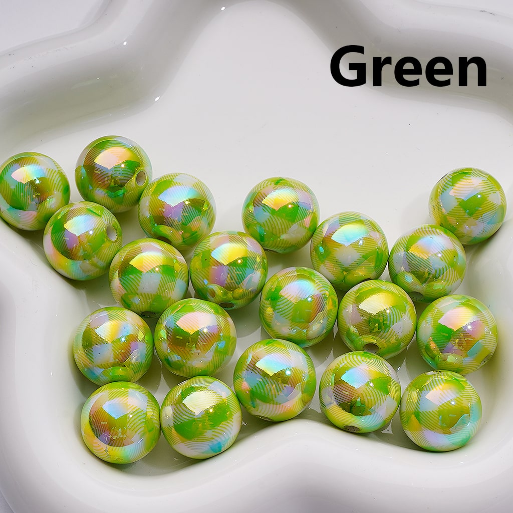 Multi-Color Checkered UV Coating Round Acrylic Beads 16MM (Single Color is available for 200pcs Whole bag)