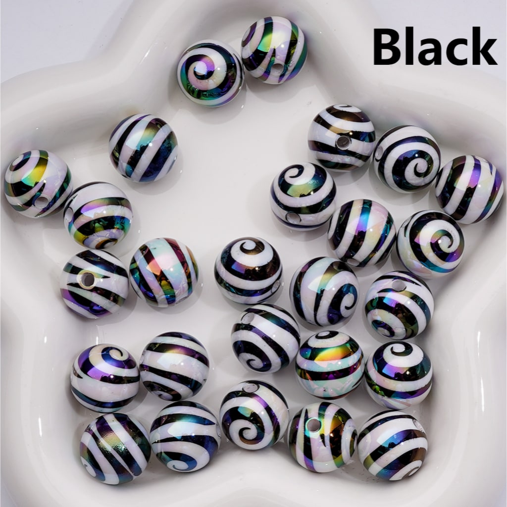 Swirl Stripes Multi-Color UV Coating Round Acrylic Beads 16MM (Single Color is available for 200pcs Whole bag)