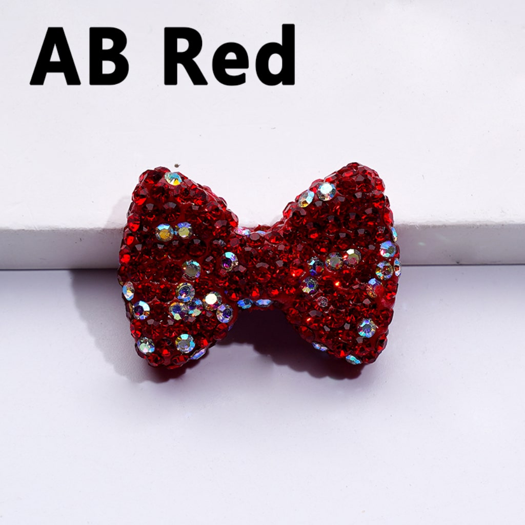 Glittering Multi-Color Bowknot Clay Beads Adorned with Sparkling Rhinestones Approx. 29x21MM