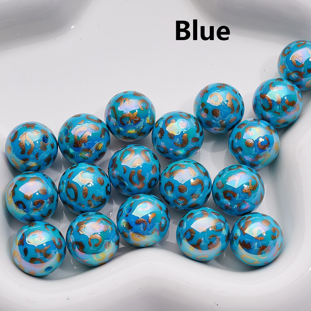 Gold Leopard Prints UV Coating Round Acrylic Beads in Solid Color 16MM (Single Color is available for 200pcs Whole bag)