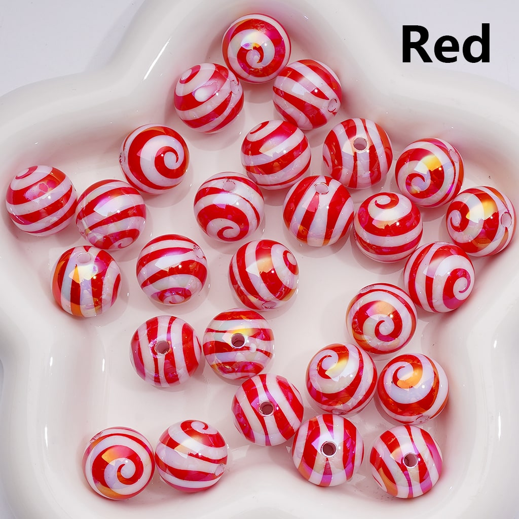 Swirl Stripes Multi-Color UV Coating Round Acrylic Beads 16MM (Single Color is available for 200pcs Whole bag)