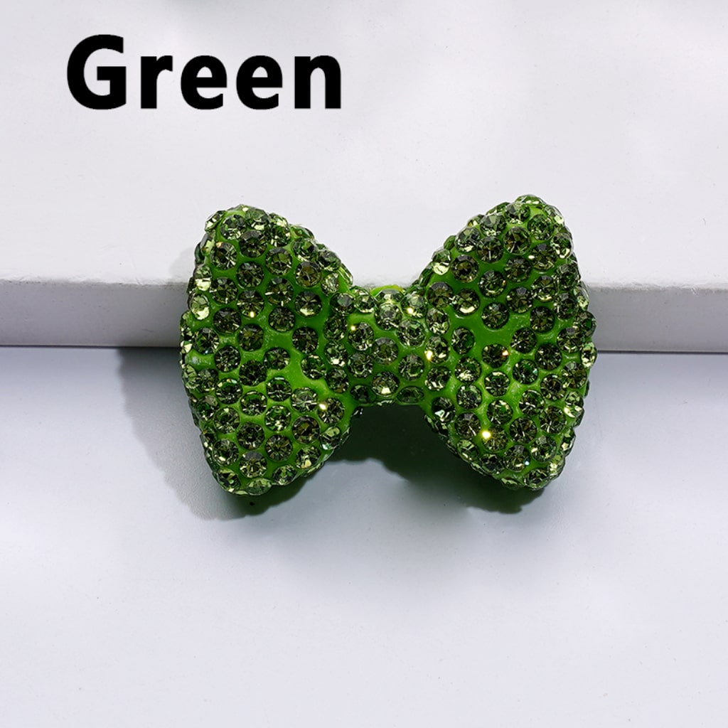 Glittering Multi-Color Bowknot Clay Beads Adorned with Sparkling Rhinestones Approx. 29x21MM