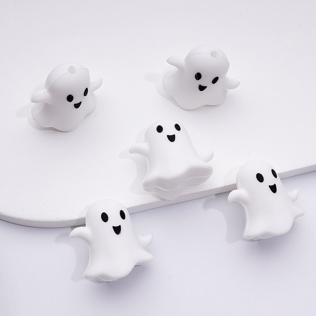 Spooky 3D Halloween Focal Beads – Ghost, Pumpkin, Bat & Haunted House in Silicone
