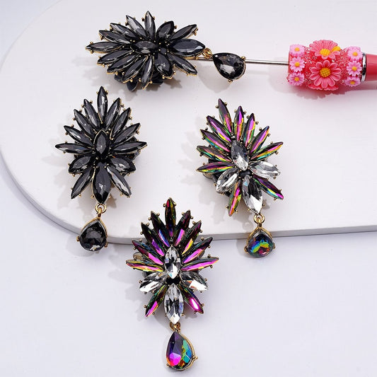 Fancy Gold Alloy Earrings Bling Bling with Shiny Rhinestones White Pearls Cute Hearts Butterflies Snowflakes Clay Beads Pendants, Around 65*33*16MM