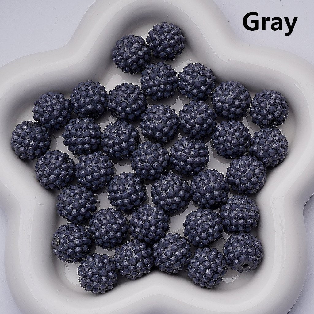 Waxberry Ball Round Acrylic Beads Solid Color with Sparkling Rhinestones,16MM Accent Beads
