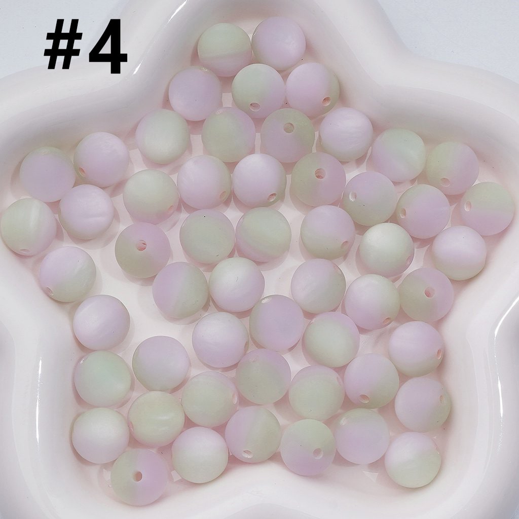 Charming Dual-Tone Cat Eye Acrylic Beads – Frosted Matte Round Design, 12MM