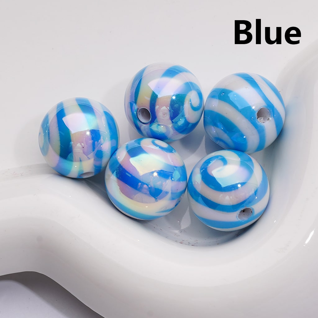 Swirl Stripes Multi-Color UV Coating Round Acrylic Beads 16MM (Single Color is available for 200pcs Whole bag)