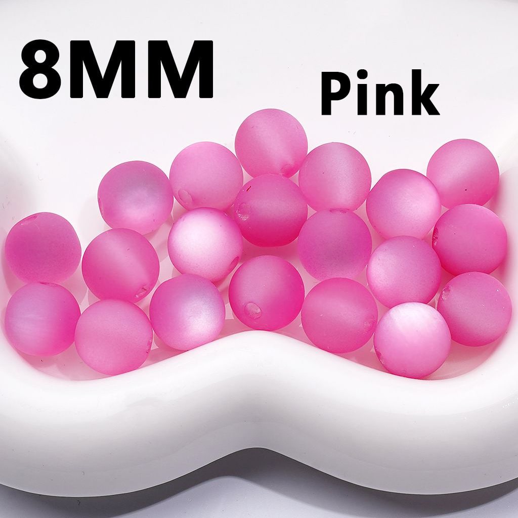 Frosted Matte with Cat Eye Style Multi-Color Round Acrylic Waist Beads for Jewelry Making 8mm Random Mix